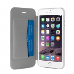 Puro Wallet Booklet - кожен флип калъф и стойка за iPhone 6, iPhone 6S (сребрист) 3