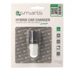 4smarts Hybrid In-Car Metal Charger 3.1A - качествено алуминиево зарядно за кола (3.1 Ампера) с 2 USB изхода за смартфони и таблети (бял-сив) 1