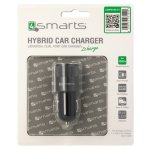 4smarts Hybrid In-Car Metal Charger 3.1A - качествено алуминиево зарядно за кола (3.1 Ампера) с 2 USB изхода за смартфони и таблети (черен-сив) 1