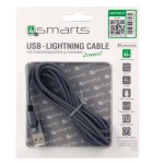 4smarts MFI RapidCord FlipPlug Lightning Data Cable 2m. - сертифициран lightning кабел (200 см.) за iPhone, iPad и iPod с Lightning вход (сив) 1
