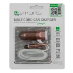 4Smarts MultiCord Car Charger - зарядно за кола с кабел за microUSB и Lightning стандарти за мобилни устройства (розово злато) 3