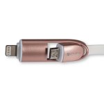 4Smarts MultiCord Car Charger - зарядно за кола с кабел за microUSB и Lightning стандарти за мобилни устройства (розово злато) 1
