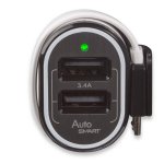 4smarts MultiPort Dual USB & Micro USB Car Charger 3.4A - зарядно за кола с вграден MicroUSB кабел и 2 USB изхода за смартфони и таблети (черен-бял) 1