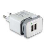 4smarts Wall Stand Charger 5.2A - USB захранване с вграден MicroUSB кабел и 2 USB изхода (бял-сив) 2