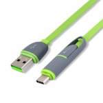 4smarts MultiCord MicroUSB + USB-C cable - кабел за microUSB и USB-C стандарти за MacBook 12 и мобилни устройства (сив-зелен) 1