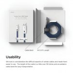 Elago Tangle-Free Lightning USB Cable - кабел за iPhone 6, iPhone 6S, iPad Air, iPad 5 (2017) и всеки Apple продукт с Lightning (бял-син) 3
