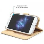 Prodigee Wallegee+ Case - кожен калъф, тип портфейл с отделящ се кейс и поставка за Samsung Galaxy S7 (златист) 2