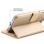 Prodigee Wallegee+ Case - кожен калъф, тип портфейл с отделящ се кейс и поставка за Samsung Galaxy S7 (златист) 4