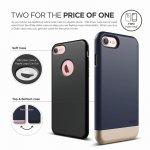 Elago S7 Glide Case + HD Clear Film - поликарбонатов кейс и HD покритие за iPhone 8, iPhone 7 (тъмносин-златист) 1
