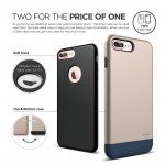 Elago S7 Glide Case + HD Clear Film - поликарбонатов кейс и HD покритие за iPhone 8 Plus, iPhone 7 Plus (златист-тъмносин) 4
