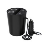 Devia Baymax Dual USB Car Charger - зарядно за кола за поставяне в отвора за чаша, с два USB изхода, място за телефон и два изхода за запалка 2