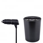 Devia Baymax Dual USB Car Charger - зарядно за кола за поставяне в отвора за чаша, с два USB изхода, място за телефон и два изхода за запалка 1