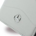 Mercedes-Benz Folio Case - кожен калъф (естествена кожа), тип портфейл за iPhone 8, iPhone 7 (сив) 2