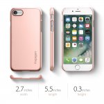 Spigen Thin Fit Case - качествен тънък матиран кейс за iPhone 8, iPhone 7 (розово злато) 4