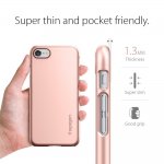 Spigen Thin Fit Case - качествен тънък матиран кейс за iPhone 8, iPhone 7 (розово злато) 2