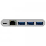 Macally 3.1 USB-C hub with USB, USB-C and Gigabit Ethernet - USB-C към 3ри портов USB хъб 1хGigabit Ethernet и 1хUSB-C (бял) 1