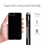 Spigen Thin Fit Case - качествен тънък матиран кейс за iPhone 8 Plus, iPhone 7 Plus (черен гланц) 2
