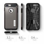 Spigen Slim Armor Case - хибриден кейс с поставка и най-висока степен на защита за iPhone 8 Plus, iPhone 7 Plus (тъмносив) 5