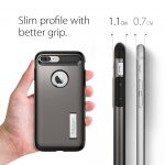 Spigen Slim Armor Case - хибриден кейс с поставка и най-висока степен на защита за iPhone 8 Plus, iPhone 7 Plus (тъмносив) 4