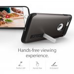 Spigen Slim Armor Case - хибриден кейс с поставка и най-висока степен на защита за iPhone 8 Plus, iPhone 7 Plus (тъмносив) 3