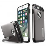 Spigen Slim Armor Case - хибриден кейс с поставка и най-висока степен на защита за iPhone 8 Plus, iPhone 7 Plus (тъмносив) 1