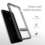 Spigen Ultra Hybrid Case S - хибриден кейс с висока степен на защита и поставка за iPhone 8 Plus, iPhone 7 Plus (прозрачен-черен гланц) 3