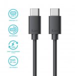 iLuv USB-C to USB-C Cable - USB-C кабел за MacBook и устройства с USB-C порт (180 cm) (черен) 1