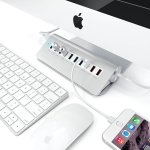 Satechi 10-Port Aluminium Hub - алуминиев 7-портов USB 3.0 хъб за компютри и лаптопи и 3 USB изхода (4.1А) 5