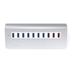 Satechi 10-Port Aluminium Hub - алуминиев 7-портов USB 3.0 хъб за компютри и лаптопи и 3 USB изхода (4.1А) 1