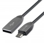 4smarts FerrumCord Stainless Steel MicroUSB Data Cable 1m. - компактен microUSB кабел с оплетка от неръждаема стомана (черен) 1