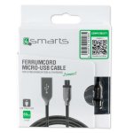 4smarts FerrumCord Stainless Steel MicroUSB Data Cable - компактен microUSB кабел с оплетка от неръждаема стомана (50 см)(черен-сив) 2
