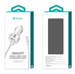 Devia Dual USB Smart Charger Lightning Suit - зарядно за кола с 2xUSB изхода и Lightning кабел за iPhone, iPad и iPod (бял) 3