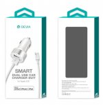 Devia Dual USB Smart Charger MFI Lightning Suit - зарядно за кола с 2xUSB изхода и Lightning кабел за iPhone, iPad и iPod (бял) 3
