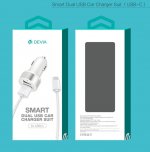 Devia Dual USB Smart Charger USB-C Suit - зарядно за кола с 2xUSB изхода и USB-C кабел за устройства с USB-C стандарт  3