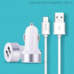 Devia Dual USB Smart Charger USB-C Suit - зарядно за кола с 2xUSB изхода и USB-C кабел за устройства с USB-C стандарт  2