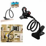 Clip-on Flexible Desktop Holder - универсална поставка за бюро и плоскости за мобилни устройства с ширина до 10 см. (черен) 5