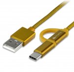 4smarts ComboCord MicroUSB + USB-C cable - плосък качествен кабел за microUSB и USB-C стандарти 100 см. (златист) 1