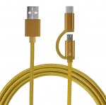 4smarts ComboCord MicroUSB + USB-C cable - плосък качествен кабел за microUSB и USB-C стандарти 100 см. (златист) 2