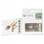 4smarts ComboCord MicroUSB + USB-C cable - плосък качествен кабел за microUSB и USB-C стандарти 100 см. (златист) 4