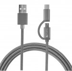 4smarts ComboCord MicroUSB + USB-C cable - плетен качествен кабел за microUSB и USB-C стандарти 100 см. (сив) 2
