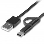 4smarts ComboCord MicroUSB + USB-C cable - качествен кабел за microUSB и USB-C стандарти 100 см. (черен) 1