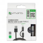 4smarts ComboCord MicroUSB + USB-C cable - качествен кабел за microUSB и USB-C стандарти 200 см. (сив) 3