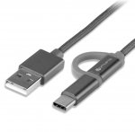 4smarts ComboCord MicroUSB + USB-C cable - качествен кабел за microUSB и USB-C стандарти 200 см. (сив) 1