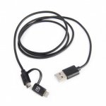 Tucano 2-in-1 Lightning and MicroUSB Cable - USB кабел 2в1 за Lightning и MicroUSB устройства (черен) 1