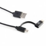 Tucano 2-in-1 Lightning and MicroUSB Cable - USB кабел 2в1 за Lightning и MicroUSB устройства (черен) 2