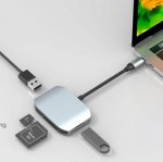 Comma Clian USB-C to Card Reader Hub - USB-C хъб за свързване от USB-C към SD и MicroSD карти и USB 3.0 (тъмносив) 1