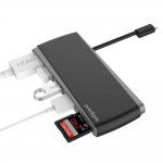 Prodigee USB-C Multi Hub - мултифункционален хъб за свързване на допълнителна периферия за компютри с USB-C (тъмносив) 1