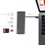 Prodigee USB-C Multi Hub - мултифункционален хъб за свързване на допълнителна периферия за компютри с USB-C (тъмносив) 3