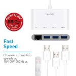 Macally 3.1 USB-C to USB-A Hub & Ethernet - USB хъб с 3 USB изхода и Ethernet порт за устройства с USB-C 6