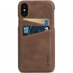 Krusell Sunne 2 Card Cover - кожен кейс (ествествена кожа) с 2 отделения за карти за iPhone XS, iPhone X (кафяв) 3